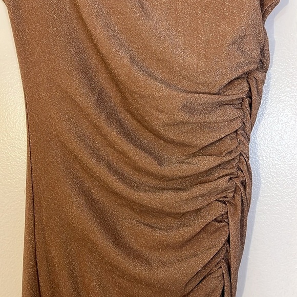 Dress Forum | New mocha & silver fitted maxi dress w/slit Women’s size L sparkly - Picture 3 of 10